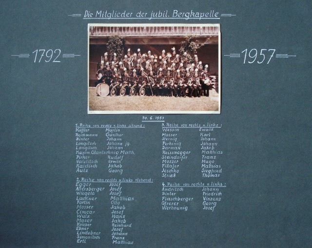 a.Die Mitglieder der jubil Bergkapelle,1792-1957